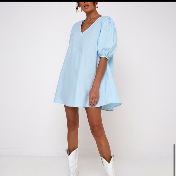 Motel Rocks Dresses & Skirts - NWT MOTEL ELNA BABYDOLL DRESS IN SKY BLUE